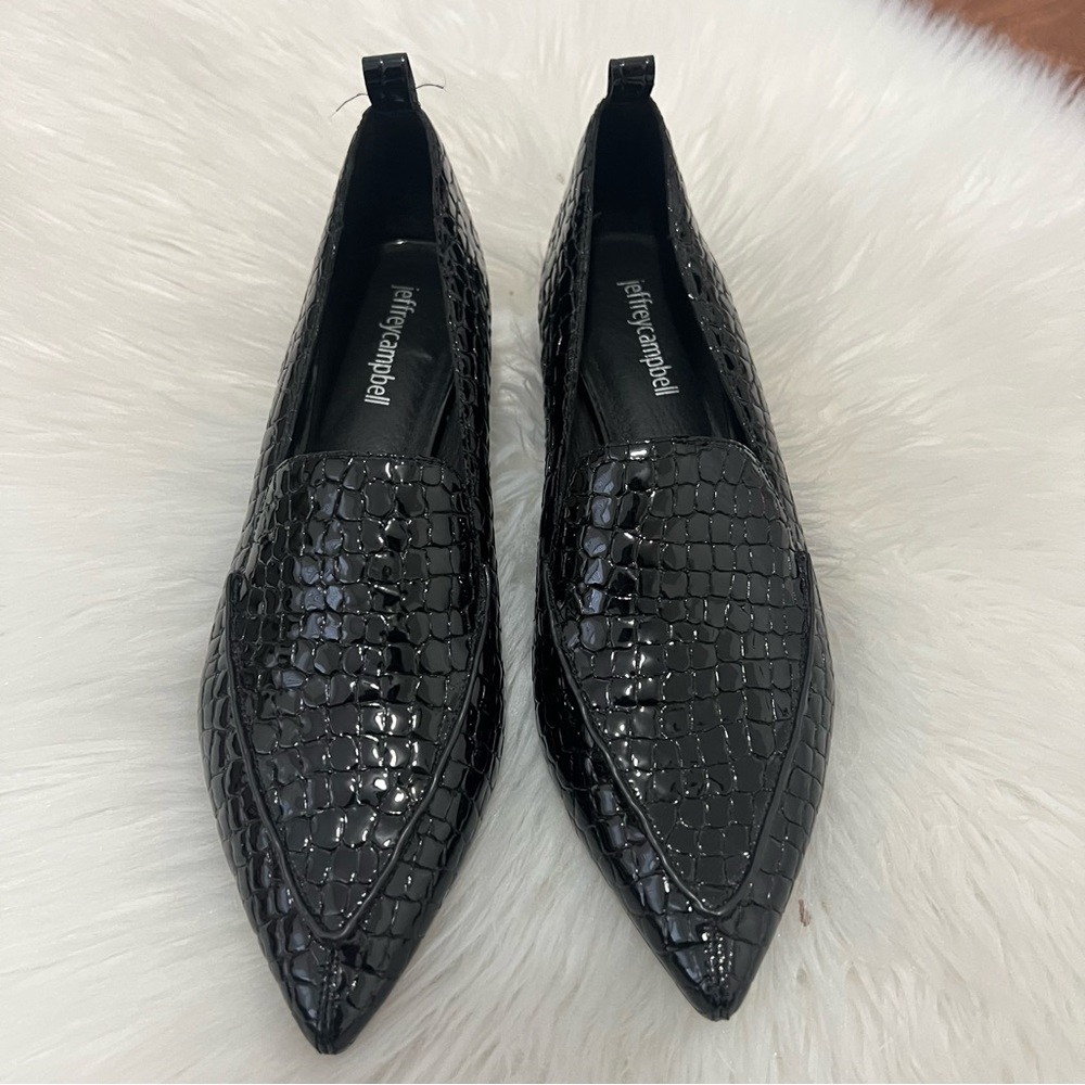 NWOT Jeffrey Campbell Viona flats black  patent Croc  Flats Slip On 7.5 - Picture 4 of 10